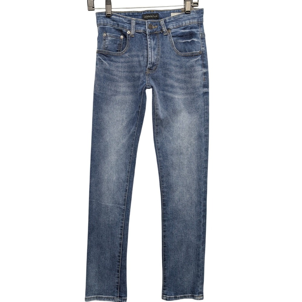 NWT Aeropostale Skinny Jeans Mens 28x30 Blue Medium Wash Slim Fit Stretch Denim